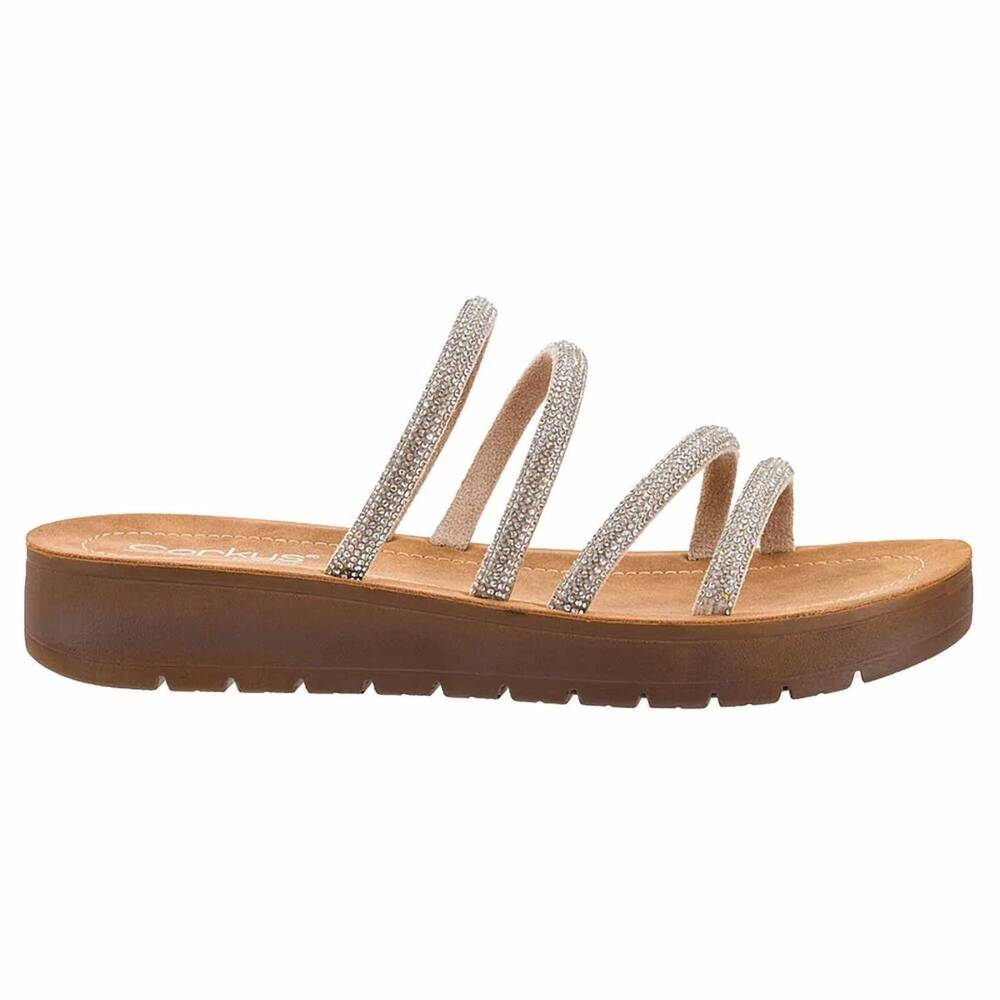 NEW CORKYS FOOTWEAR women's strappy rhinestone sandal in silver